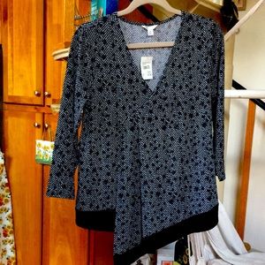 CATO Women’s J/M Sportswear Top Size S Black White NWT